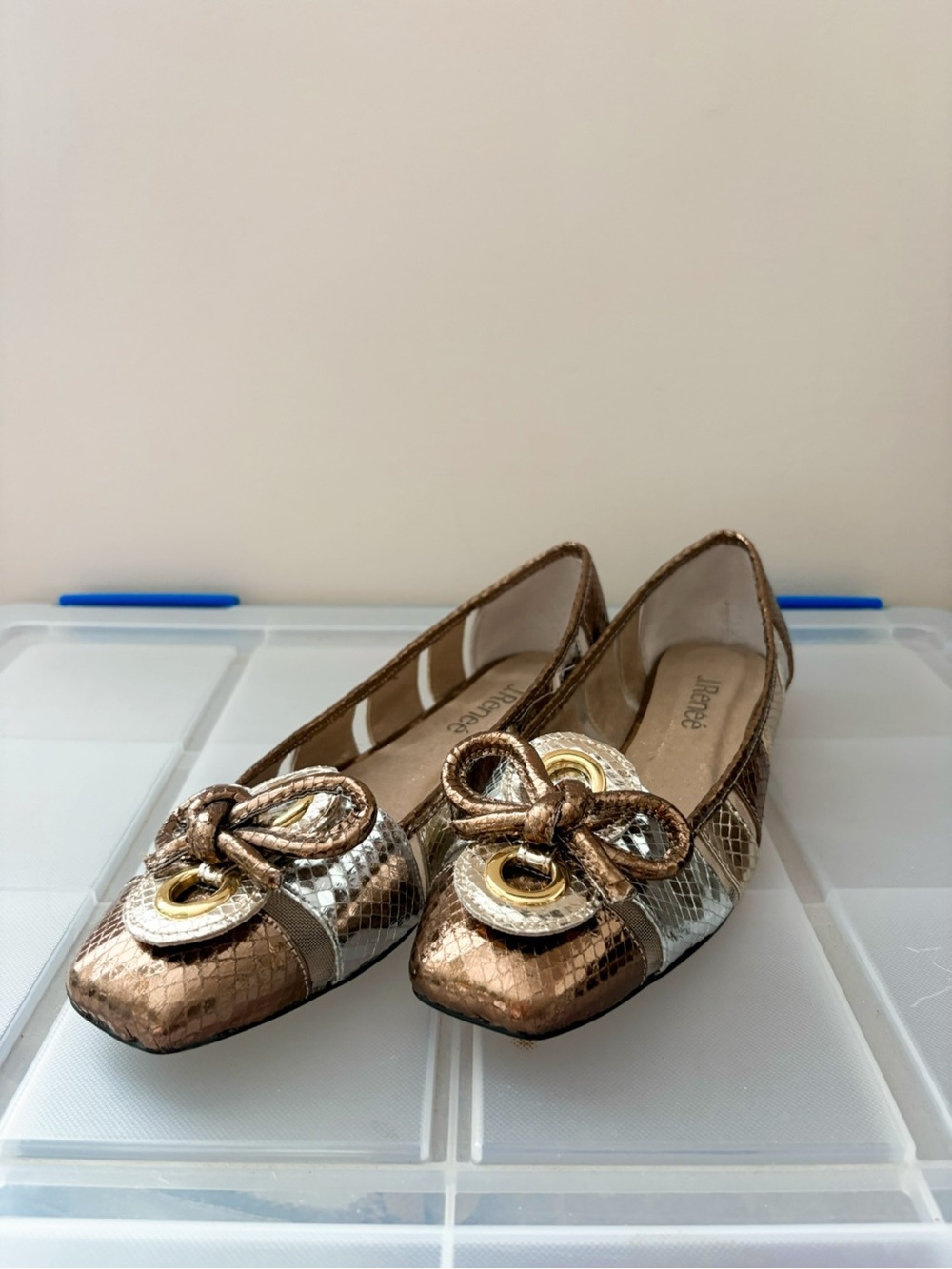 J. Renee ‘Edie’ Metallic Snake Print Flats